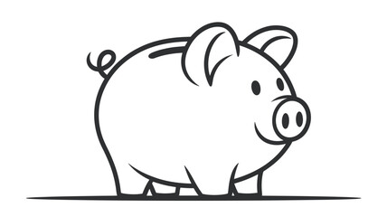 Obraz premium Simple black and white illustration of a cartoon pig facing right