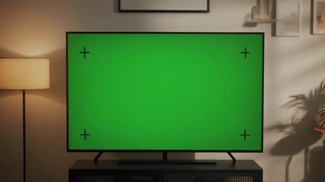 A TV screen with a green background for the concept of technology.