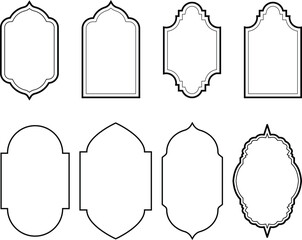 Eight Ornate Islamic Style Frames arch border
