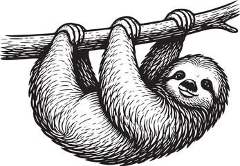 Obraz premium Pygmy sloth Panama mangrove forest hanging conservation illustration for wildlife education and eco packaging