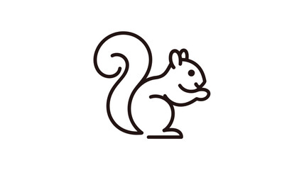 Fototapeta premium Minimalist line drawing of a squirrel with a bushy tail