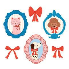 Collection of Cute Pet Portraits with Bows