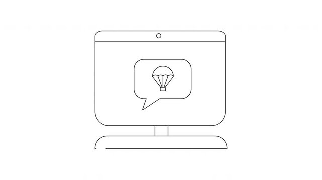 Computer Screen with Parachute Icon - Digital Delivery Concept.