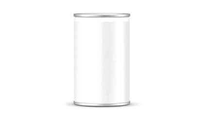 A tall, cylindrical aluminum container with a silver top and bottom sits on a clean white background. Its side is blank and smooth
