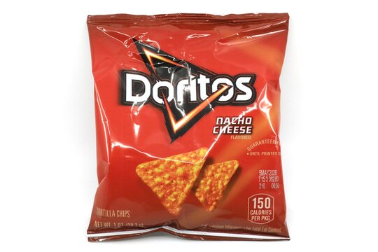 Doritos Snack chips. Originated in 1966, Doritos became the first tortilla chip available nationally in the United States. The product in produced by Frito-Lay/PepsiCo
