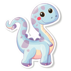 Obraz premium Cute cartoon dinosaur sticker with pastel colors and playful expression blue