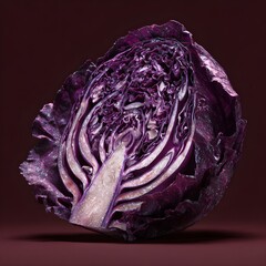 Obraz premium Organic purple cabbage cross section showcases vibrant color texture nutrition and fresh produce appeal qualities