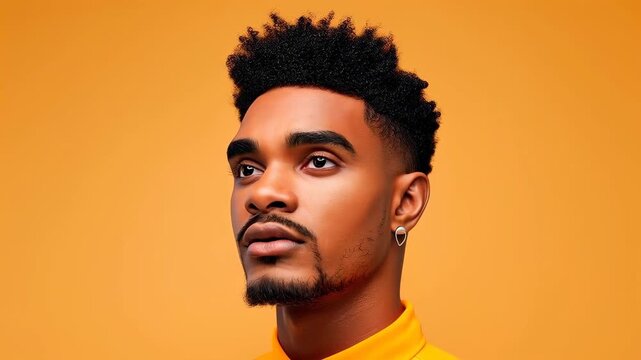 Introspective Portrait: A striking portrait of a confident and focused individual against a vibrant background, his gaze suggesting deep contemplation and resolve.