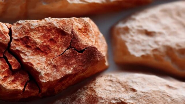 Close-up of Rustic Bread: A delectable shot of rustic bread, with golden-brown crusts and soft, airy interiors. A perfect visual for culinary projects and food-related concepts.