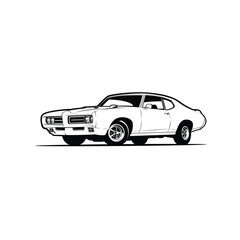 Monochrome silhouette of american muscle car vector EPS isolated