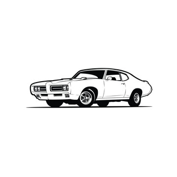 Monochrome silhouette of american muscle car vector EPS isolated