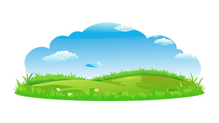 Fototapeta premium Green Hills Landscape With Blue Sky and Clouds