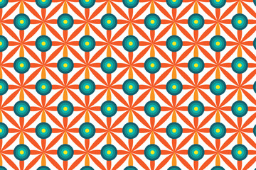 Orange, blue, and green geometric pattern design for background or other uses.