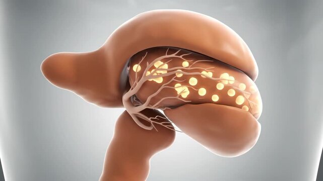 3D Human Pancreas Anatomy - Internal Structure and Islets of Langerhans Rotation