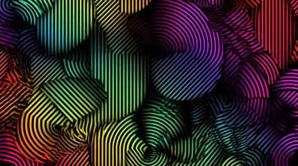 Gradient geometric pattern with circles and lines 