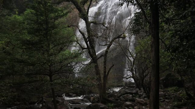 The background of this video features the natural beauty of Khlong Lan Waterfall in Kamphaeng Phet, Thailand. This waterfall is located within a national park and is a popular destination for tourists