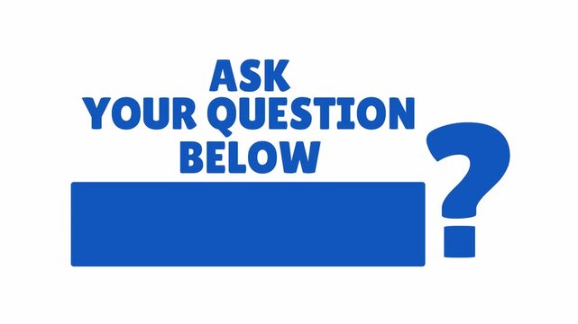Ask your question below animation with blue box layout for webinars live talks and online events