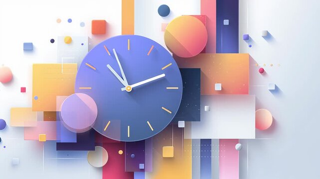Colorful geometric clock abstract