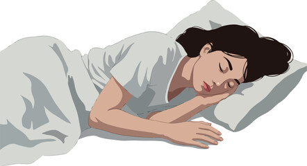 Woman Sleeping Peaceful Pillow White Bedclothes Peaceful Dream Rest