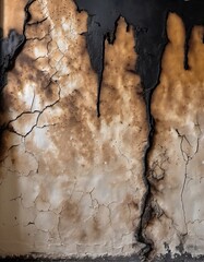 Heavily Burnt Plaster Wall with Deep Charring