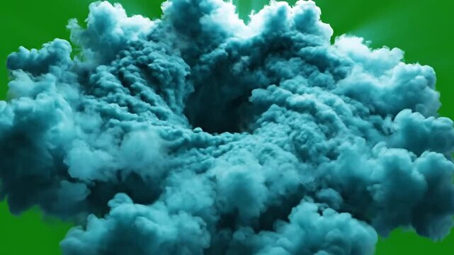 Abstract cloud explosion graphic with green background