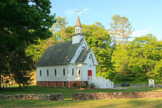 Saint Bridget's Church on a spring afternoon in Sharon, Connecticut