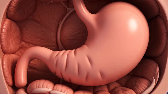 3D Visualization of the Human Stomach Interior with Gastric Folds and Rugae Patterns
