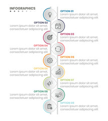 Modern 9 Step Vertical Business Process Infographic with Line Icons