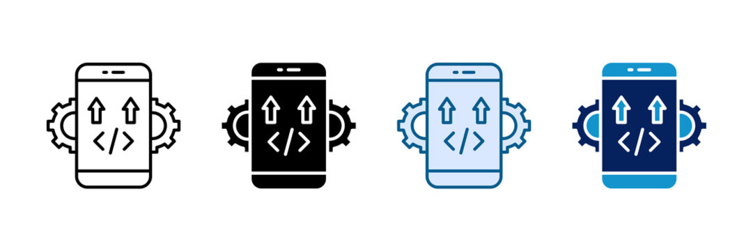 Mobile App Development Icon Set Multiple Style Collection