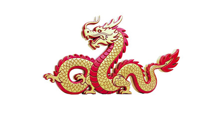 Obraz premium Red and Gold Chinese Dragon Motif