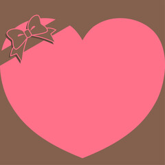 ツートンカラーのバレンタイン販促素材　正方形にハートとリボン