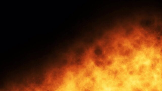 Abstract rising fire smoke fog effect flame overlay alpha channel realistic orange yellow burning smoke rising from bottom On Transparent Background heat haze explosion style motion effect 4K