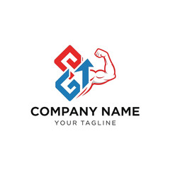 Dynamic Logo Design Featuring Interlocking Geometric Shapes and a Muscular Arm.