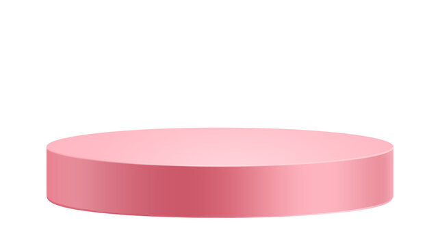 Minimal pastel empty round pink cylinder podium stage with soft shadow. Studio style with copy space. clean 3D mockup for product display and cosmetics presentation.	
