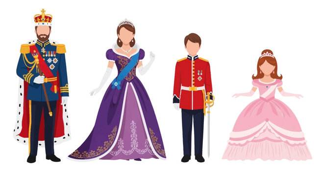 Royal Family Members in Formal Attire Standing Together in a Line