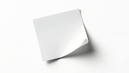 Blank white sticky note on plain background. Use for reminders messages or ideas. Add custom text or graphics for marketing. Copy space for your design needs.