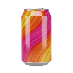 Fototapeta premium A vibrant soda can with a gradient of pink, orange, and yellow colors isolated on transparent background