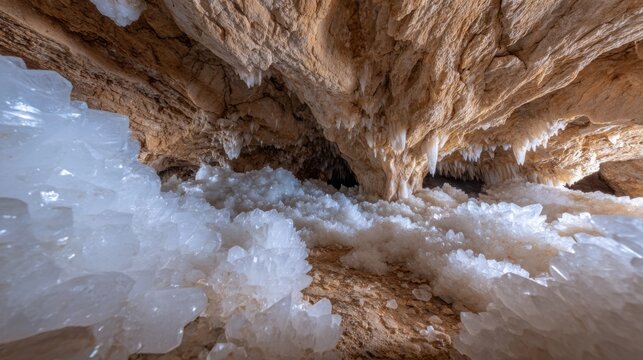 Intricate crystallized mineral formations creating a stunning natural cave interior underground