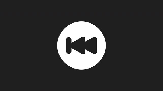 Rewind button on dark gray background, stylish for media, technology, retro, music themes, generic concepts for web design projects.