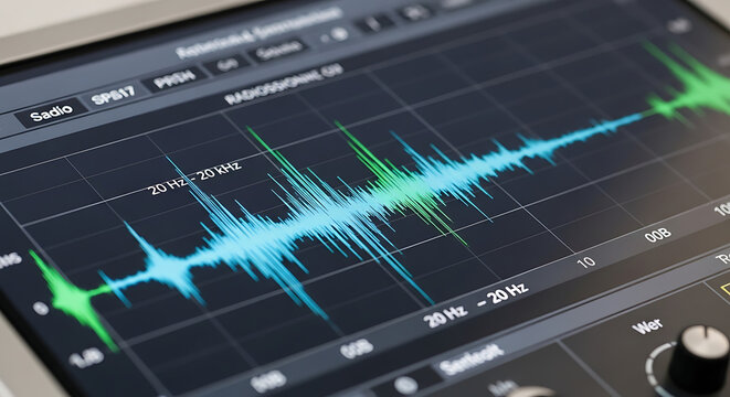 Close up of a digital audio workstation screen displaying a vibrant sound wave.