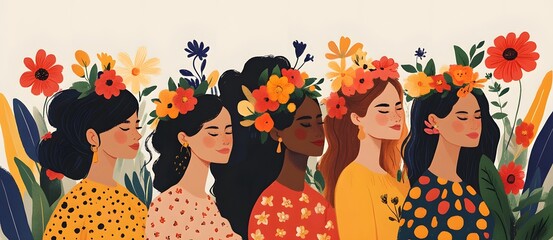 Women with flowers, Women's History.