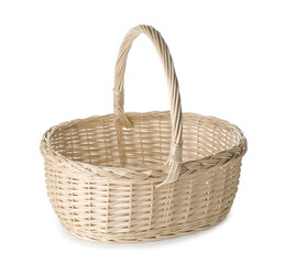 Obraz premium One empty Easter basket isolated on white