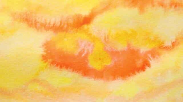 Abstract watercolor painting on canvas, top view. Camera moving right