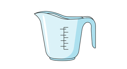 A simple plastic measuring jug with clear markings essential for accurate liquid measurements in cooking and baking recipes.