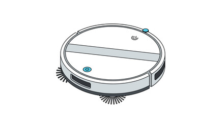 A modern white robot vacuum cleaner with blue accents illustrating autonomous home cleaning and smart technology for convenience.