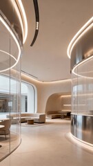 Obraz premium Generative AI Modern Luxury Interior Design with Sleek Curves and Lighting