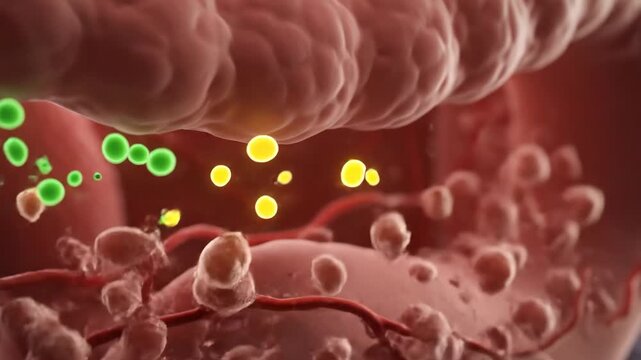 3D Animation: Enteroendocrine Cells Releasing Gut Hormones GLP-1 and CCK