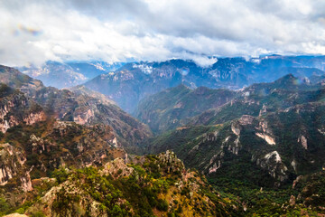Copper Canyon in winter, mountains with clouds in Divisadero, Chihuahua, Mexico