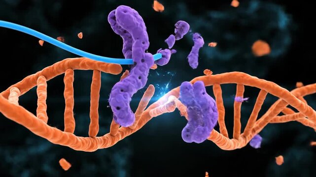 3D Visualization of CRISPR-Cas9 Gene Editing Mechanism