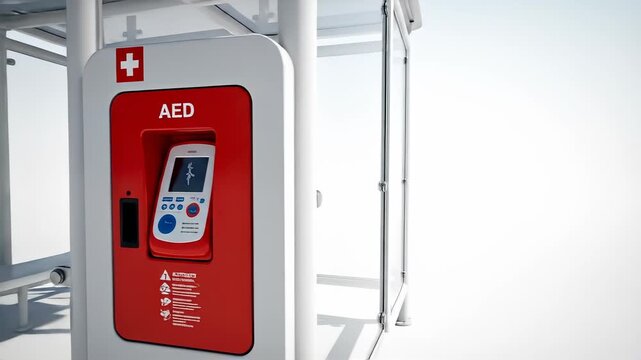 AED Station in Public Space - Emergency Medical Equipment.